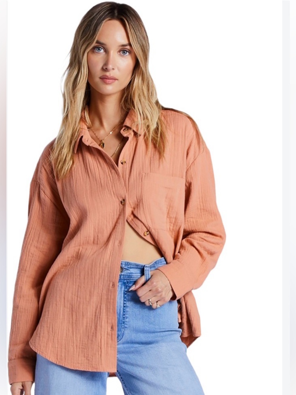 Billabong Rust-Orange Button-Up Shirt